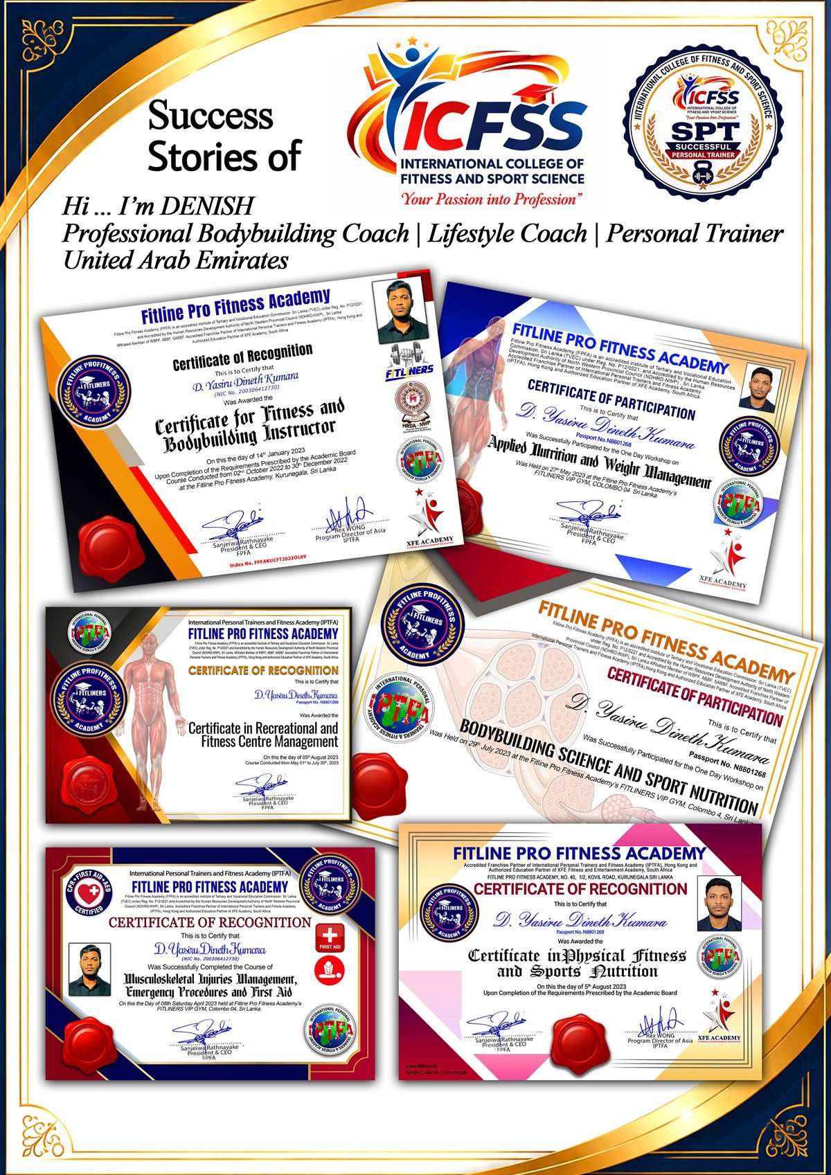 Professional Qualifications Earned Through ICFSS and Fitline Pro Fitness Academy